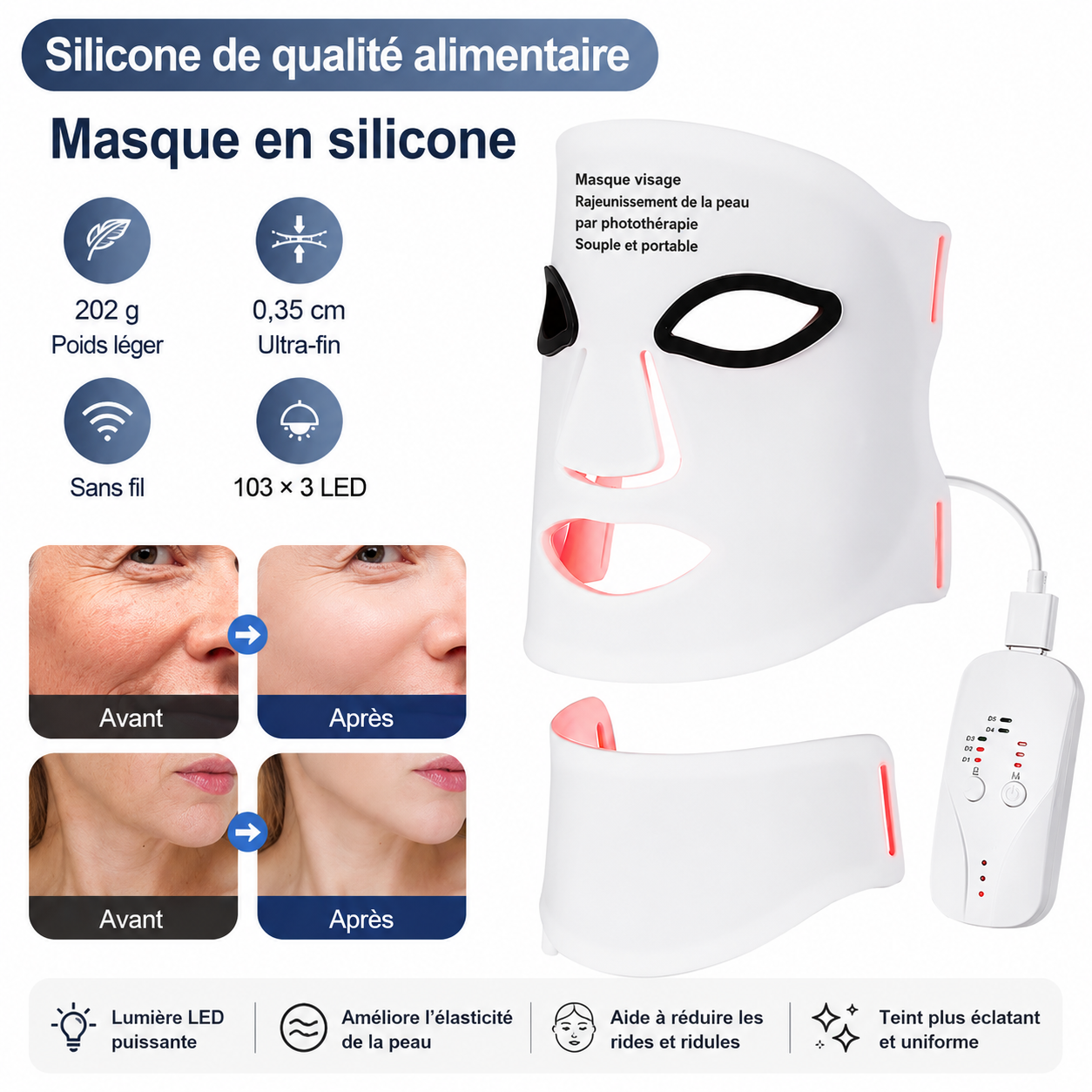 LED Glow Mask | 7-Color Light Therapy — Face & Neck